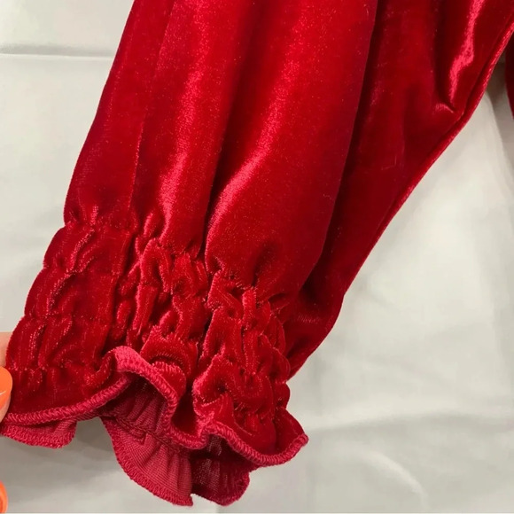 NWT Vince Camuto Dolman-Sleeve Smocked Waist Velvet 3/4 Sleeve Blouse, size S - Picture 6 of 10